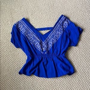 Royal blue blouse with front design